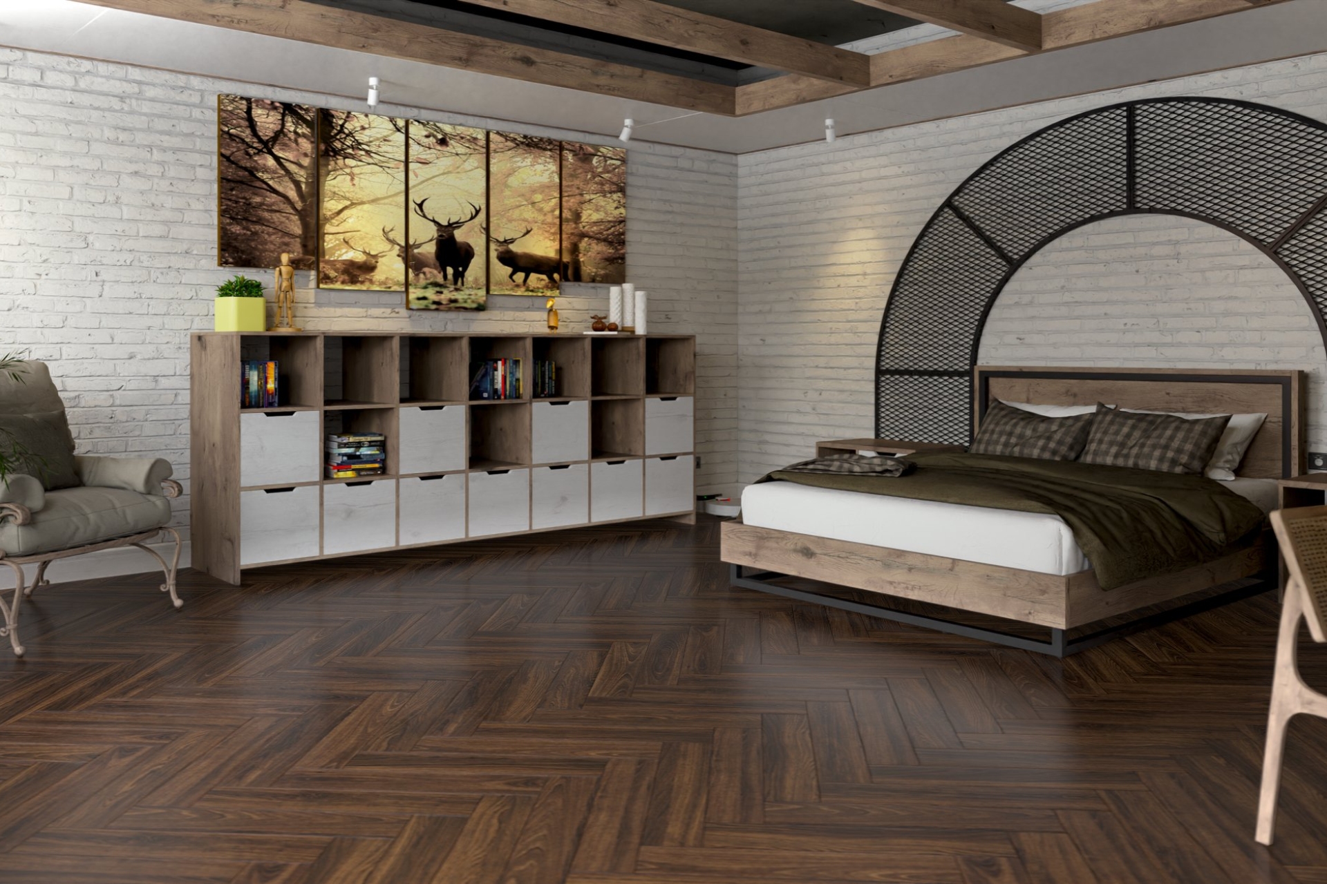 Инженерный паркет «Damy Floor» Каштановый (укладка елочкой) — купить в Бийске