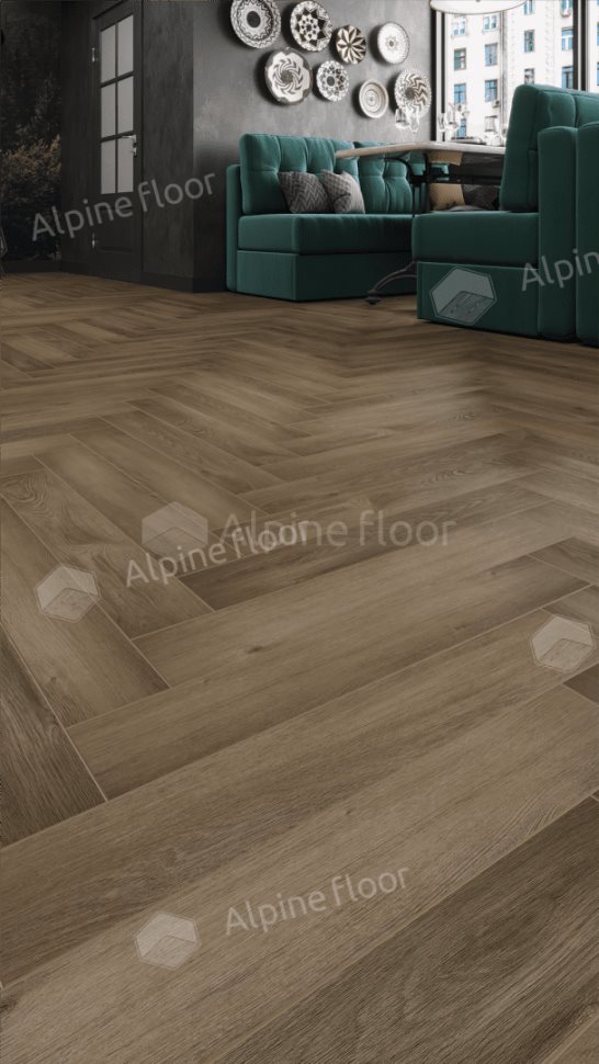 Ламинат "Alpine Floor" Herringbone 12 PRO Дуб Анжу (606*101*12 мм) — купить в Бийске